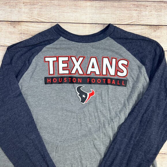 Houston Texans NFL Raglan Long‎ Sleeve T-Shirt Men's XL Gray Navy Fanatics - Picture 5 of 6